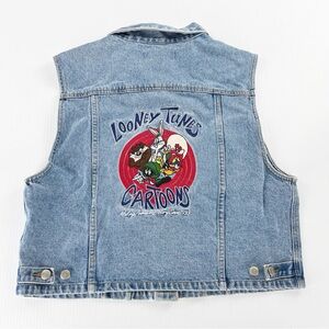 Warner Bros Studio Store Looney Tunes Cartoons Blue Denim Vest Top